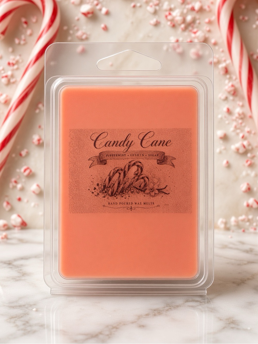 Candy Cane Peppermint Vanilla Wax Melts Hand Poured - Picture 1 of 2